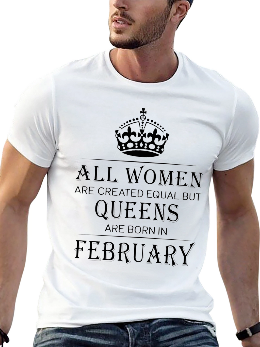 Queens Born in February T-Shirt - Black