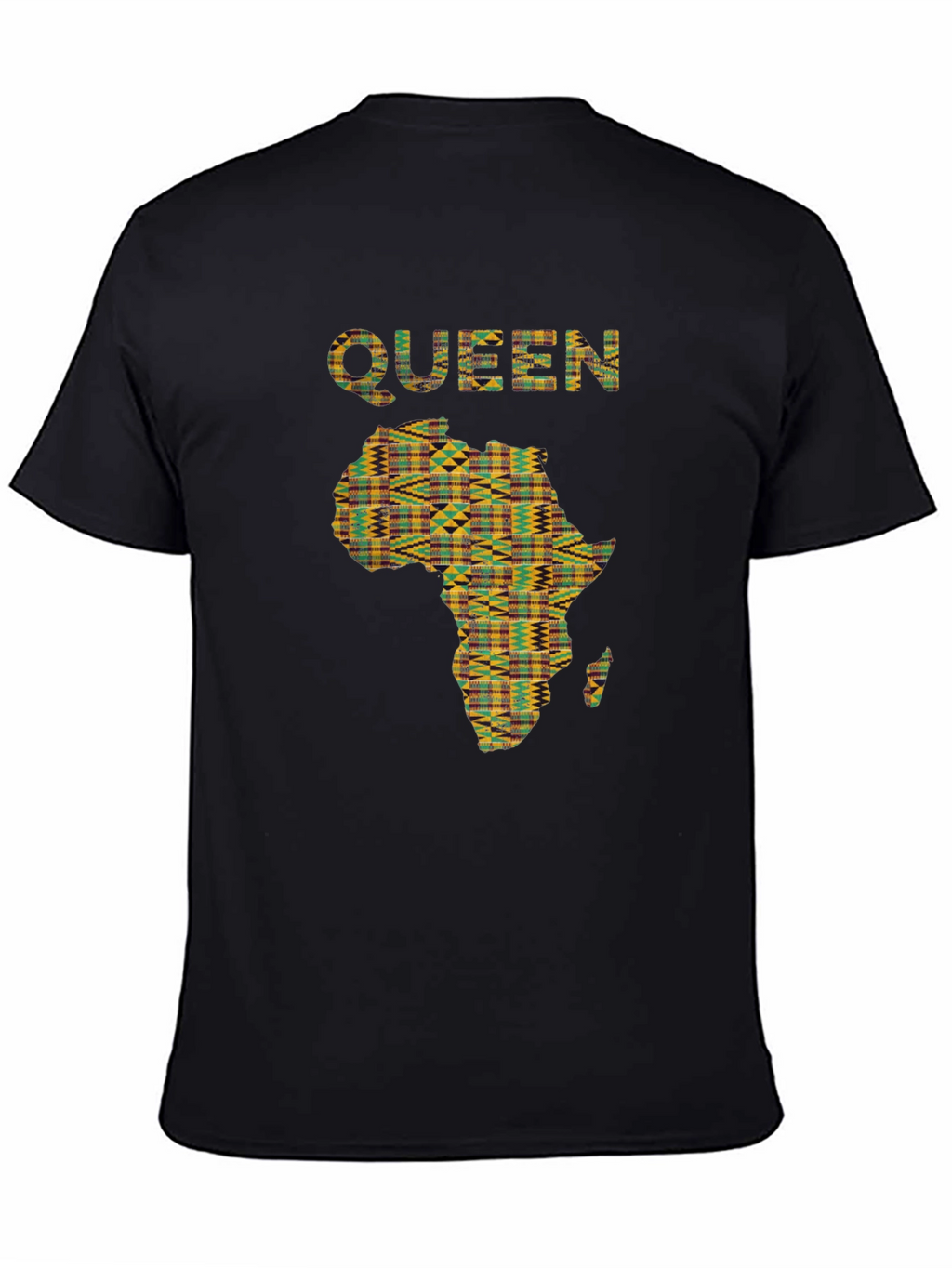 Queen Africa Map Graphic Print Black T-Shirt