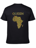 Queen Africa Map Graphic Print Black T-Shirt