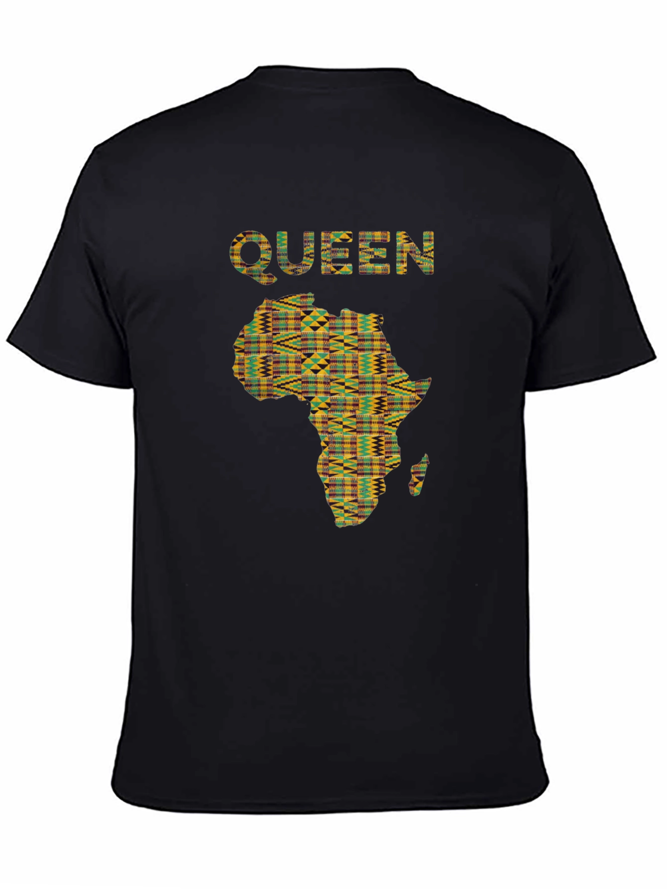 Queen Africa Map Graphic Print Black T-Shirt