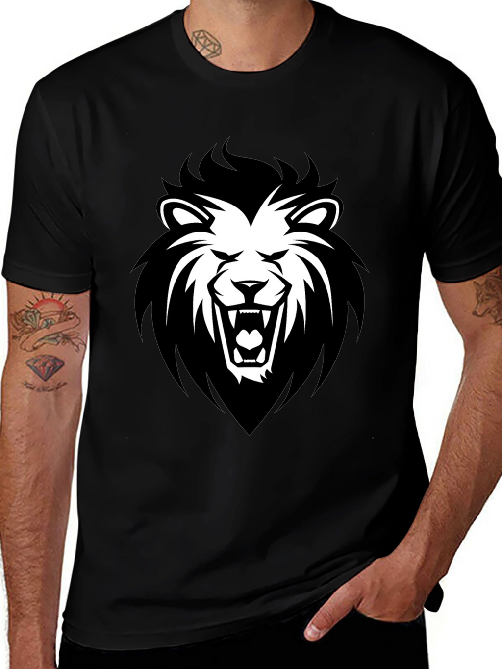 Black Lion Graphic T-Shirt - Fierce Style