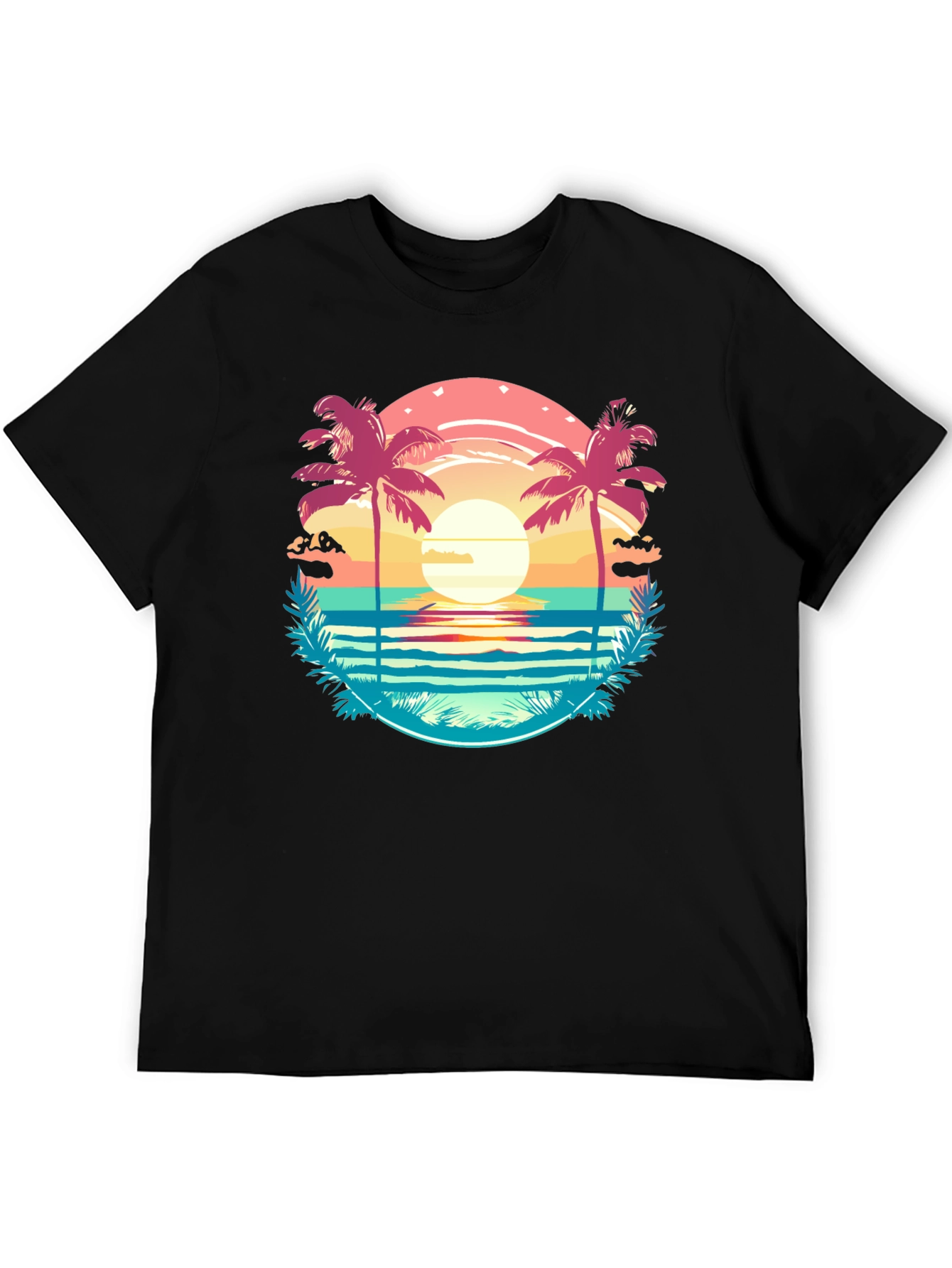 Tropical Palm Beach Graphic Tee - Sunset Vibes