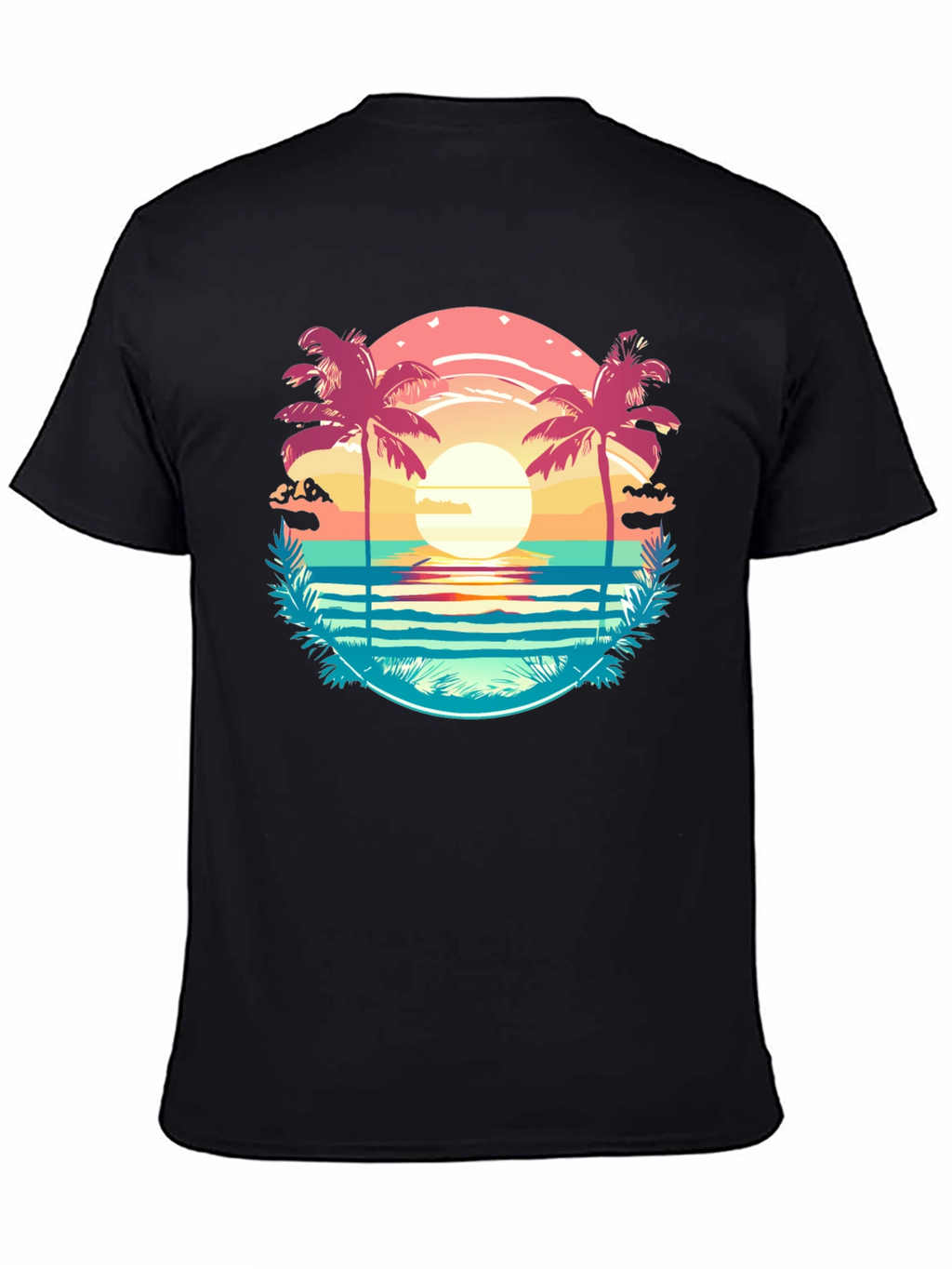 Tropical Palm Beach Graphic Tee - Sunset Vibes