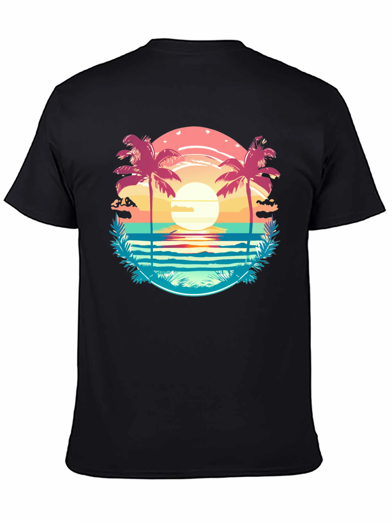 Tropical Palm Beach Graphic Tee - Sunset Vibes