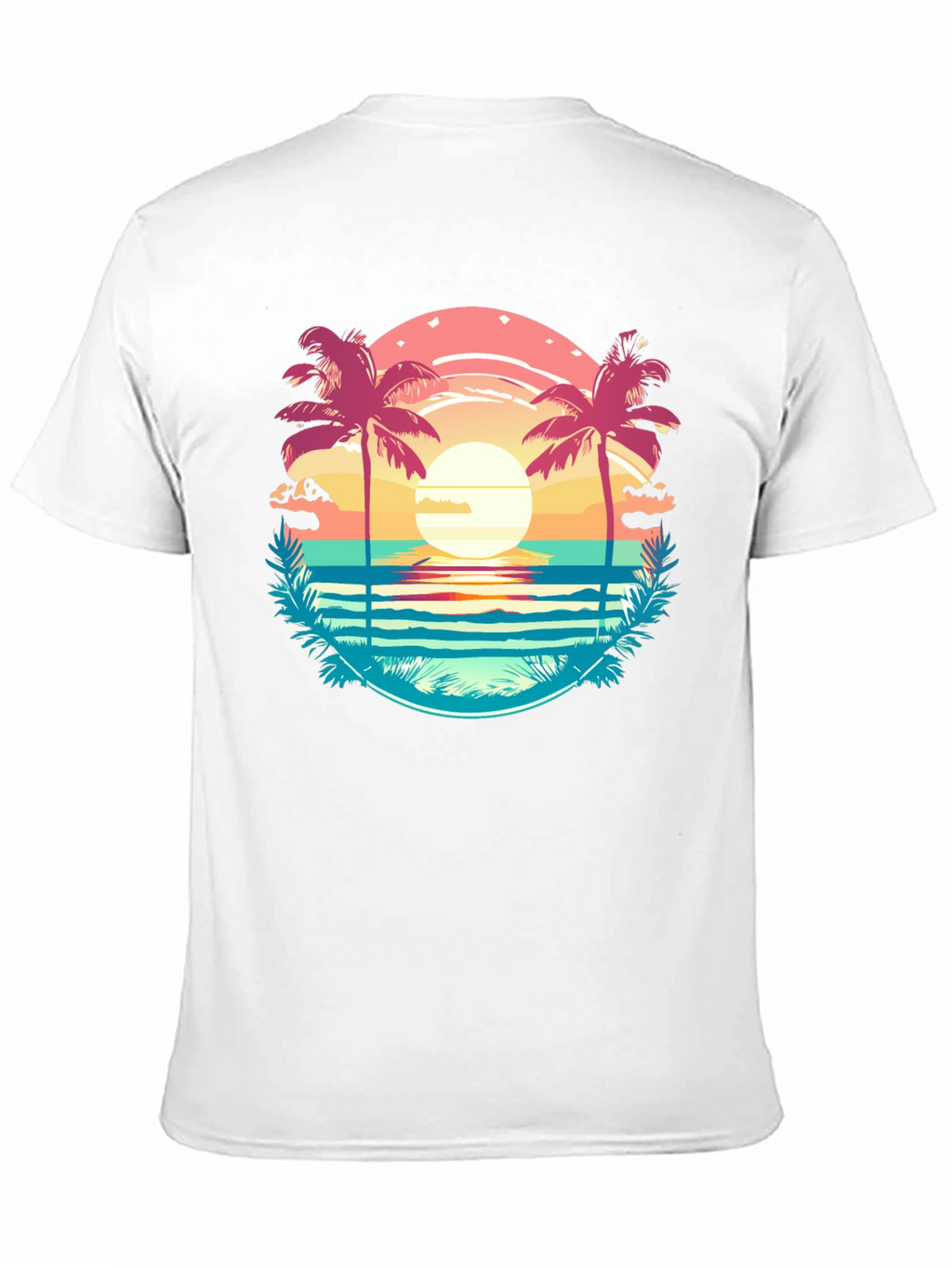 Tropical Palm Beach Graphic Tee - Sunset Vibes