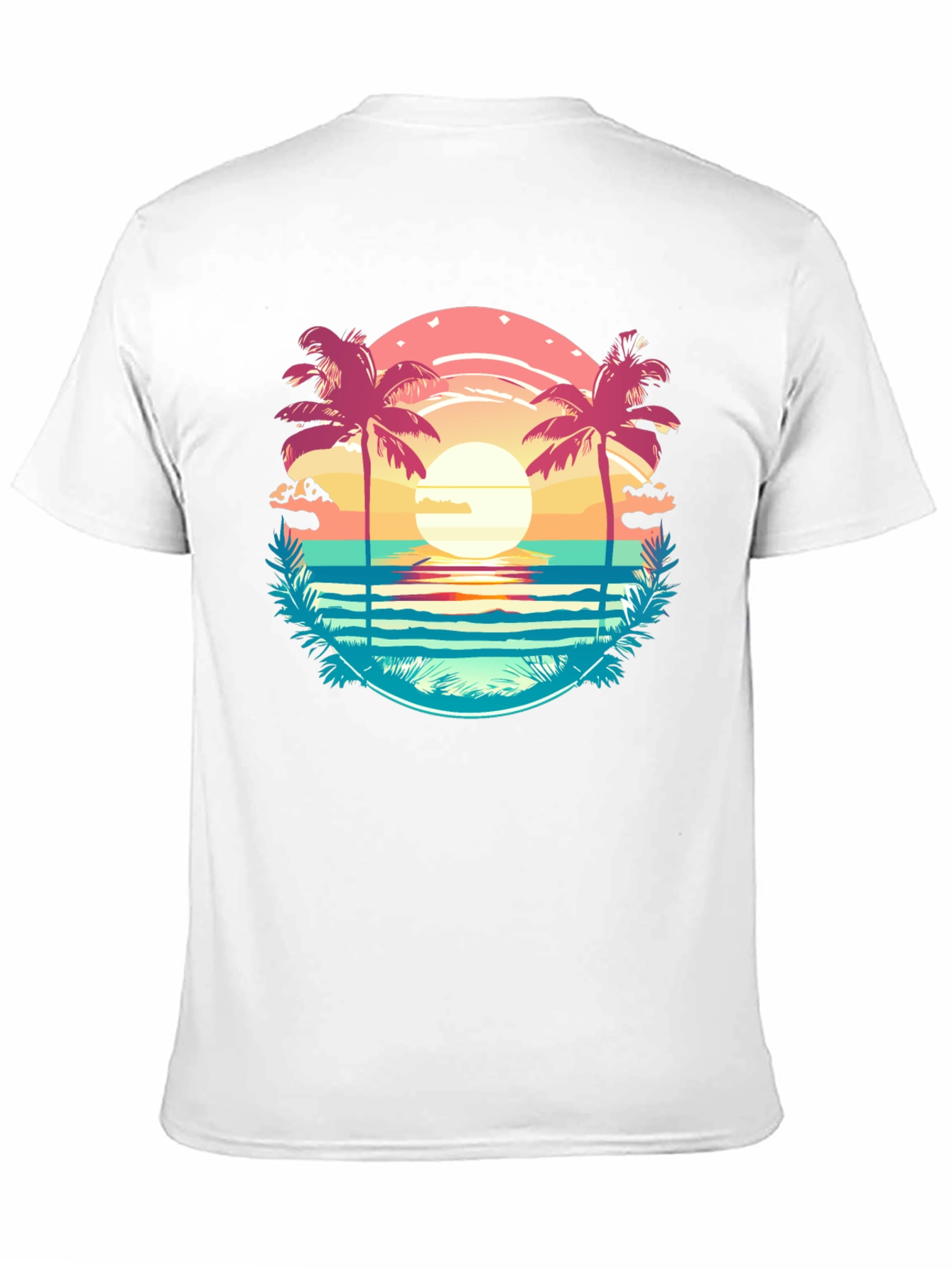 Tropical Palm Beach Graphic Tee - Sunset Vibes