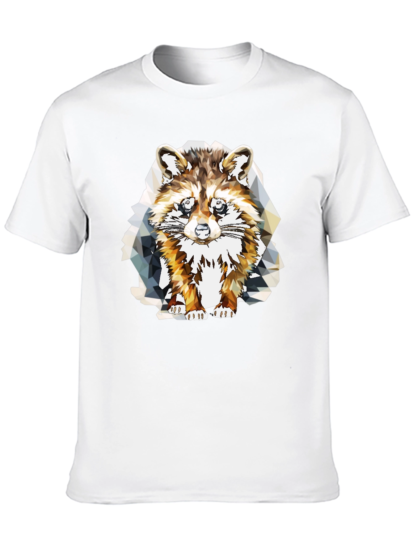 Geometric Raccoon Graphic Tee - Stylish Mens Black T-Shirt