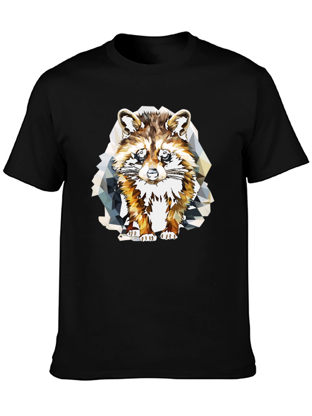 Geometric Raccoon Graphic Tee - Stylish Mens Black T-Shirt
