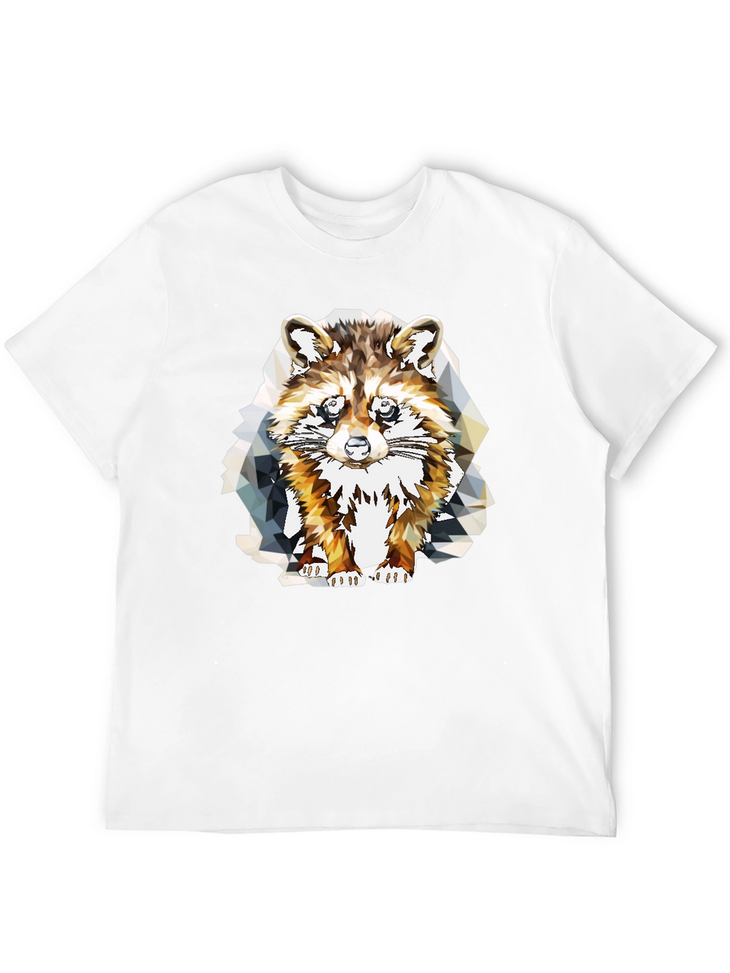 Geometric Raccoon Graphic Tee - Stylish Mens Black T-Shirt
