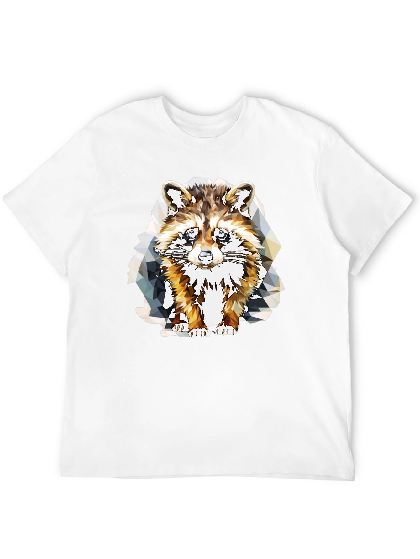 Geometric Raccoon Graphic Tee - Stylish Mens Black T-Shirt