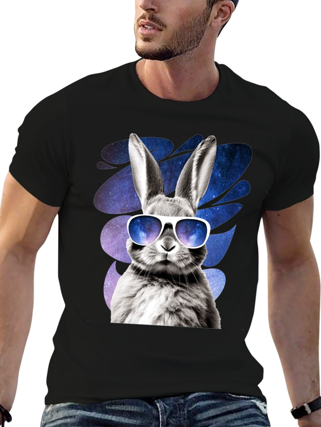 Cool Rabbit Graphic Tee - Galaxy Shades Design