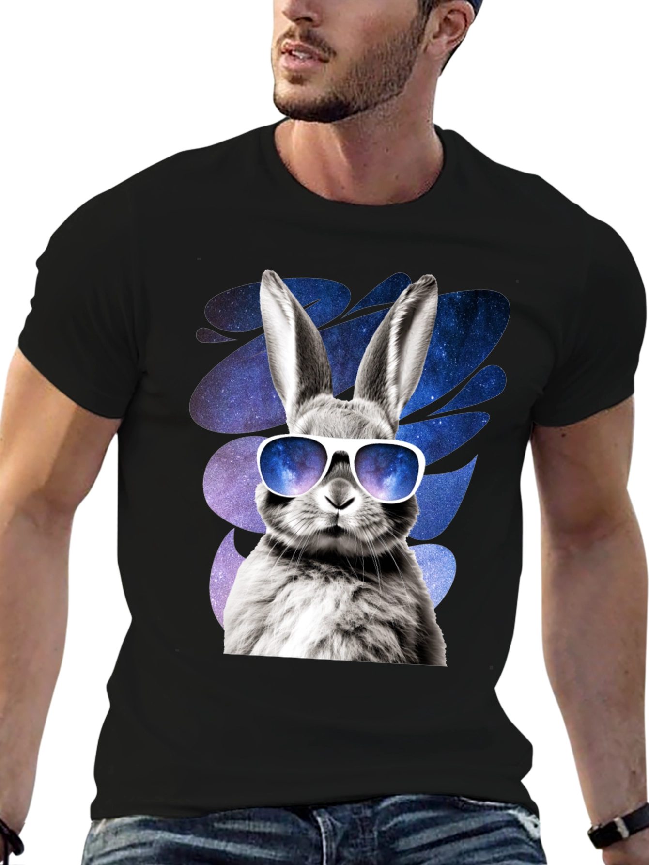 Cool Rabbit Graphic Tee - Galaxy Shades Design