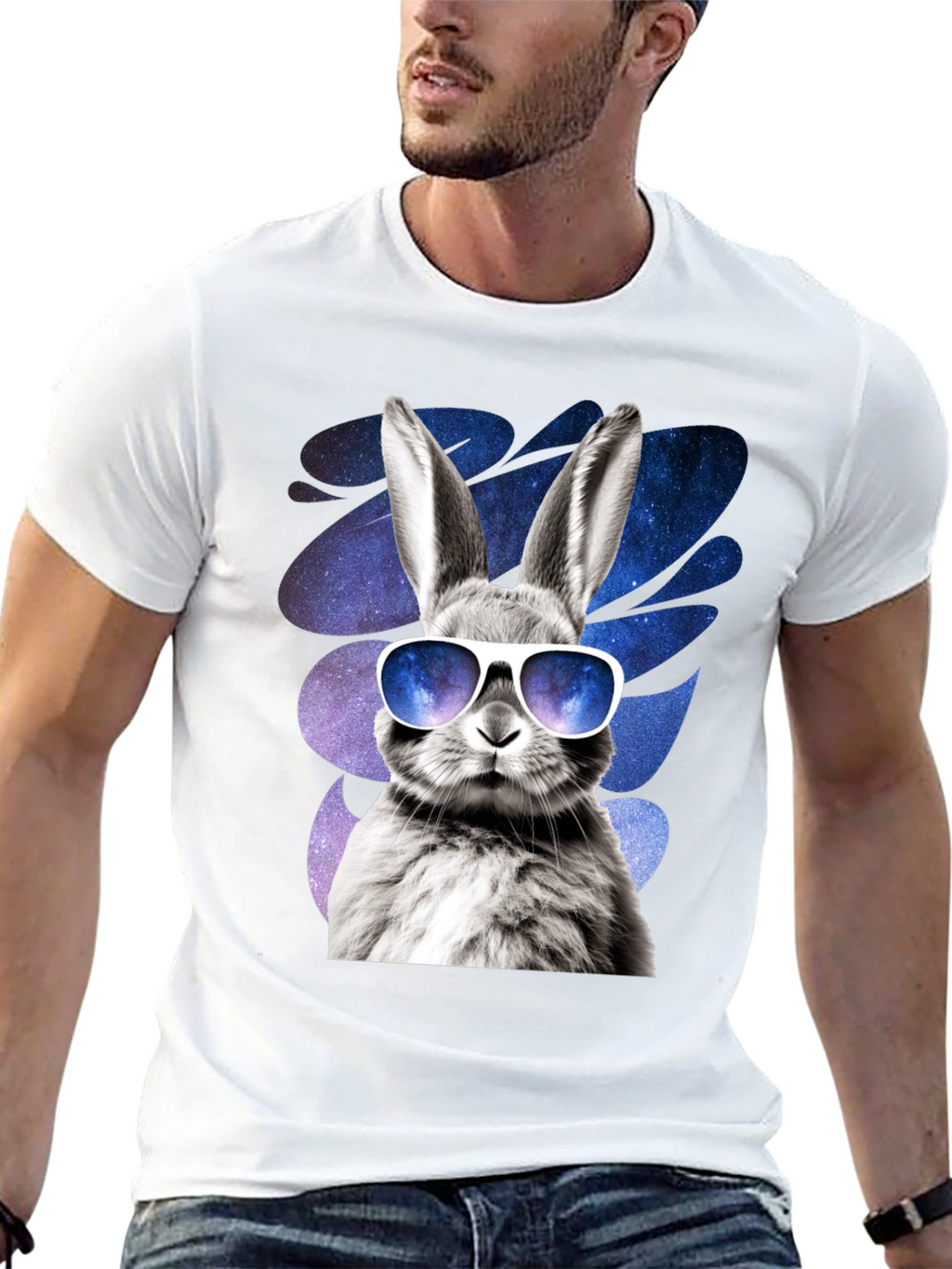 Cool Rabbit Graphic Tee - Galaxy Shades Design