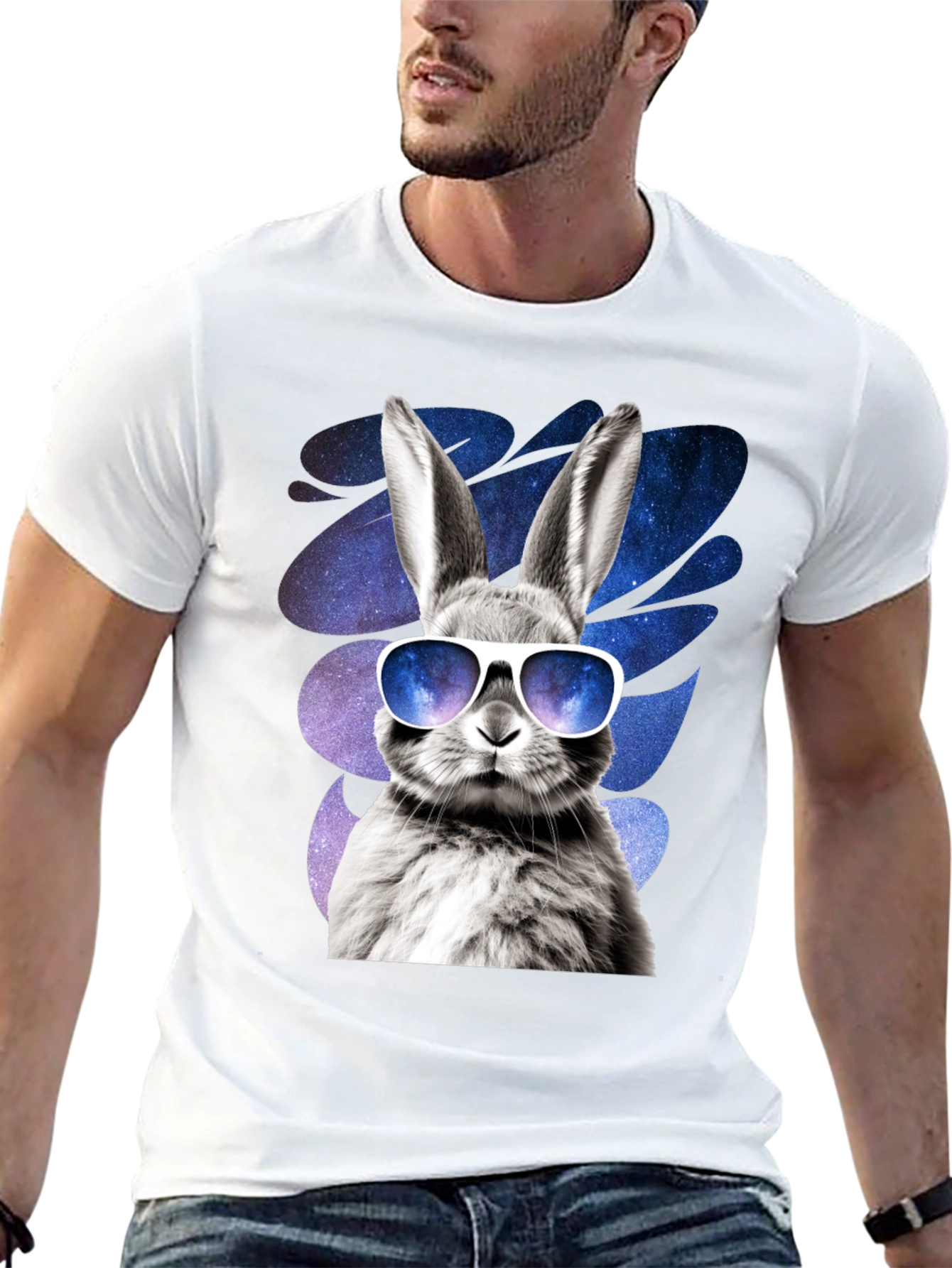 Cool Rabbit Graphic Tee - Galaxy Shades Design