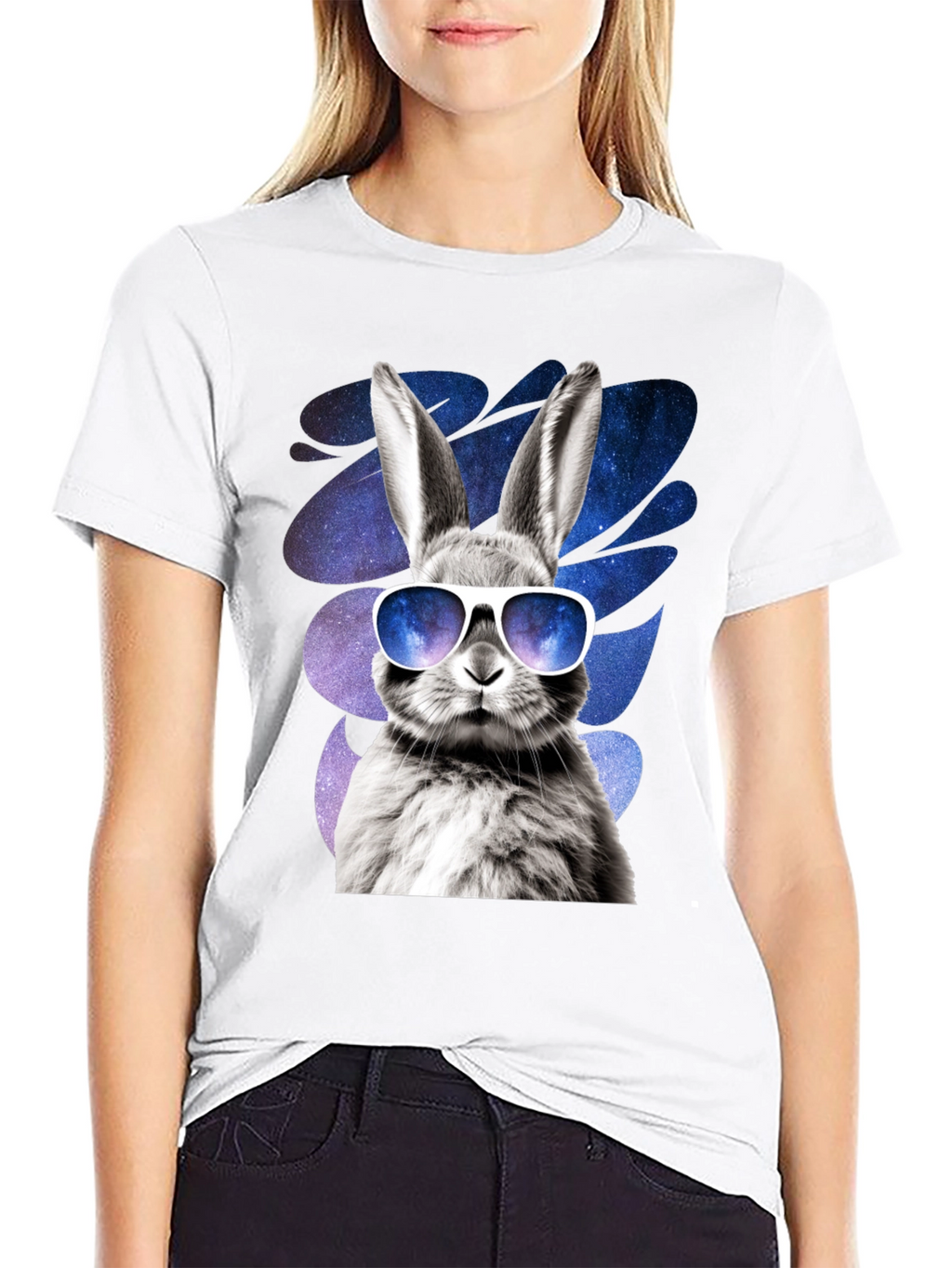 Cool Rabbit Graphic Tee - Galaxy Shades Design