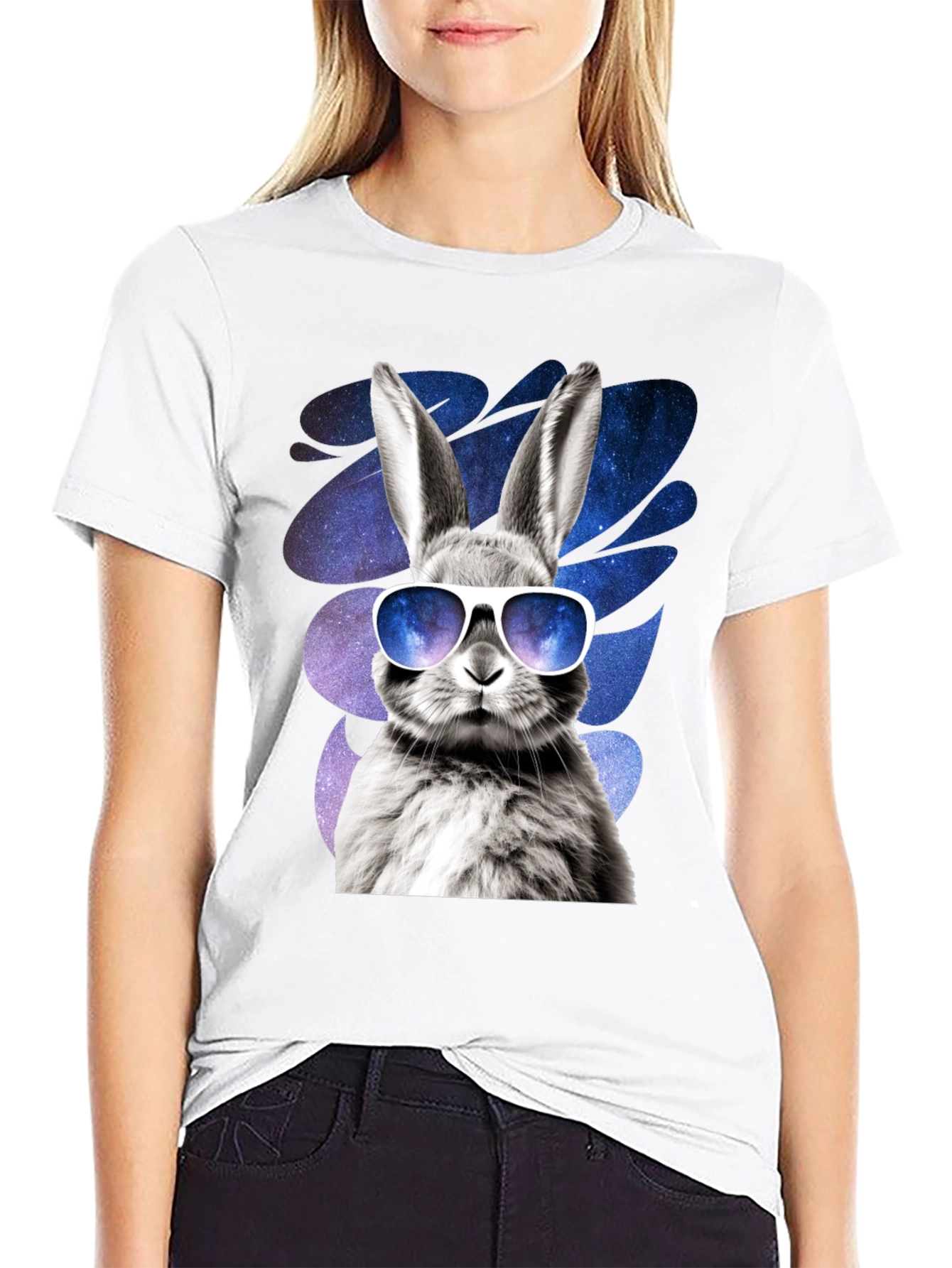 Cool Rabbit Graphic Tee - Galaxy Shades Design