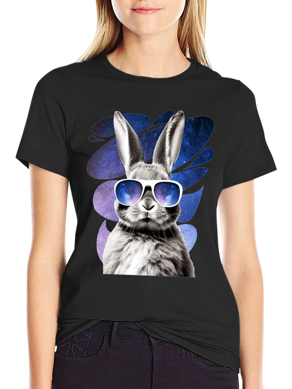 Cool Rabbit Graphic Tee - Galaxy Shades Design