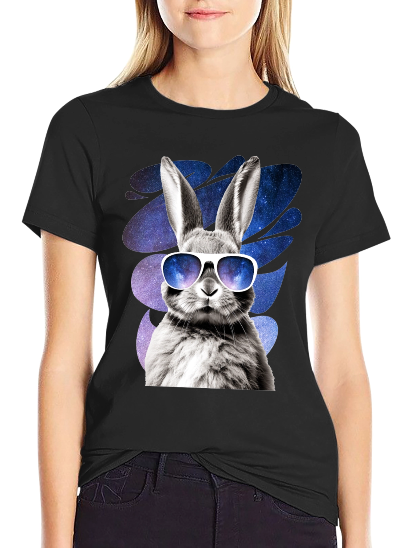 Cool Rabbit Graphic Tee - Galaxy Shades Design