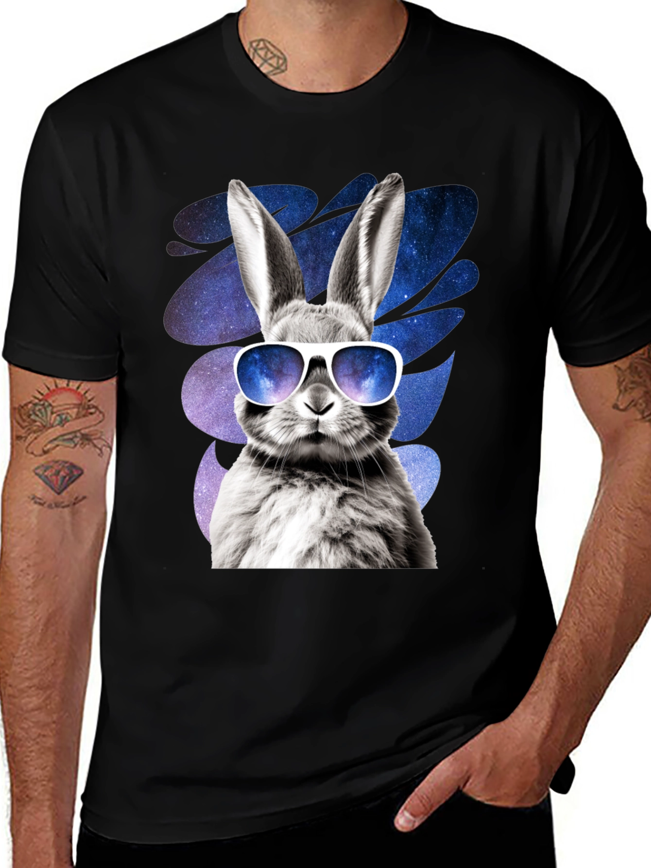 Cool Rabbit Graphic Tee - Galaxy Shades Design