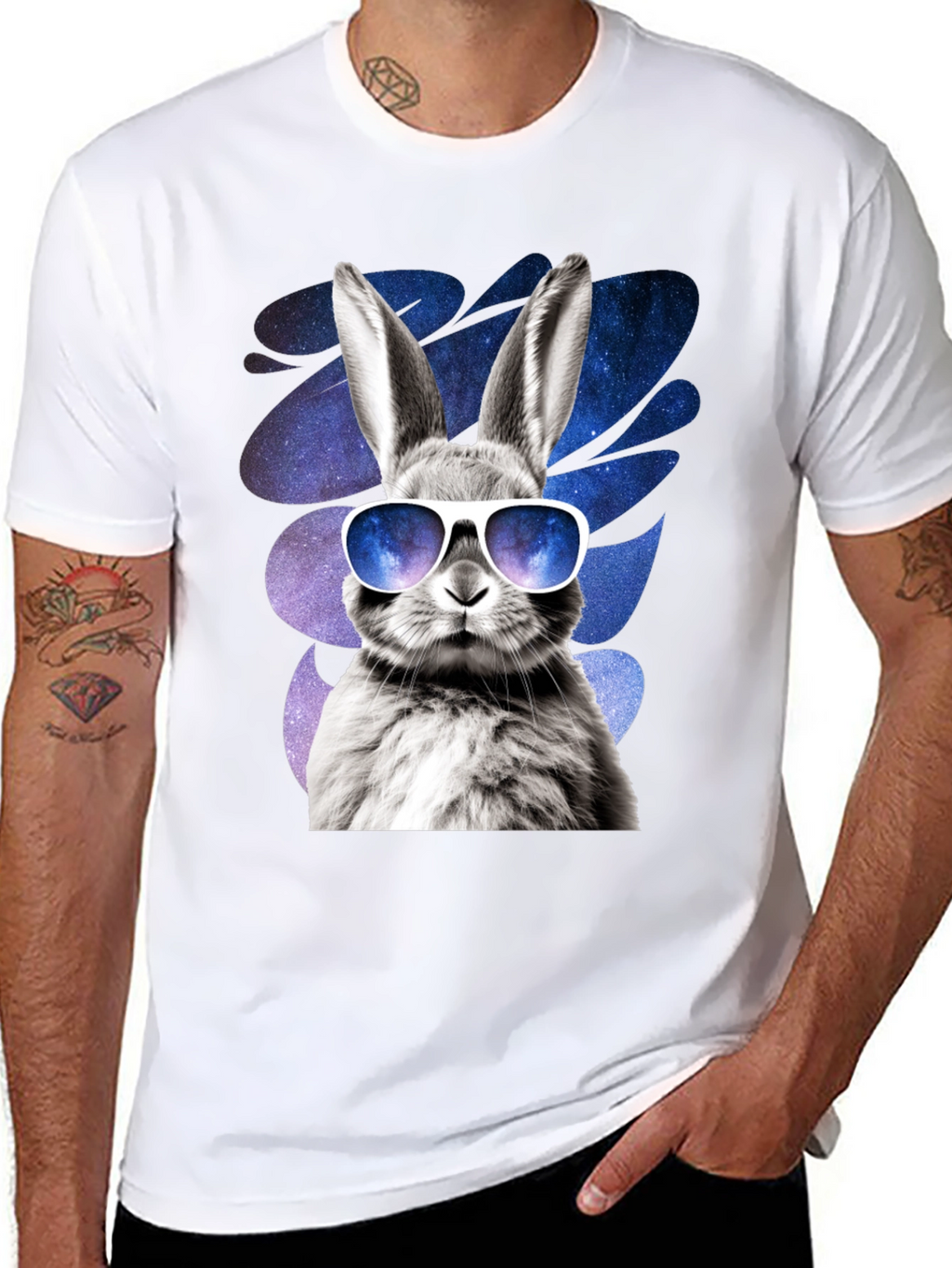 Cool Rabbit Graphic Tee - Galaxy Shades Design