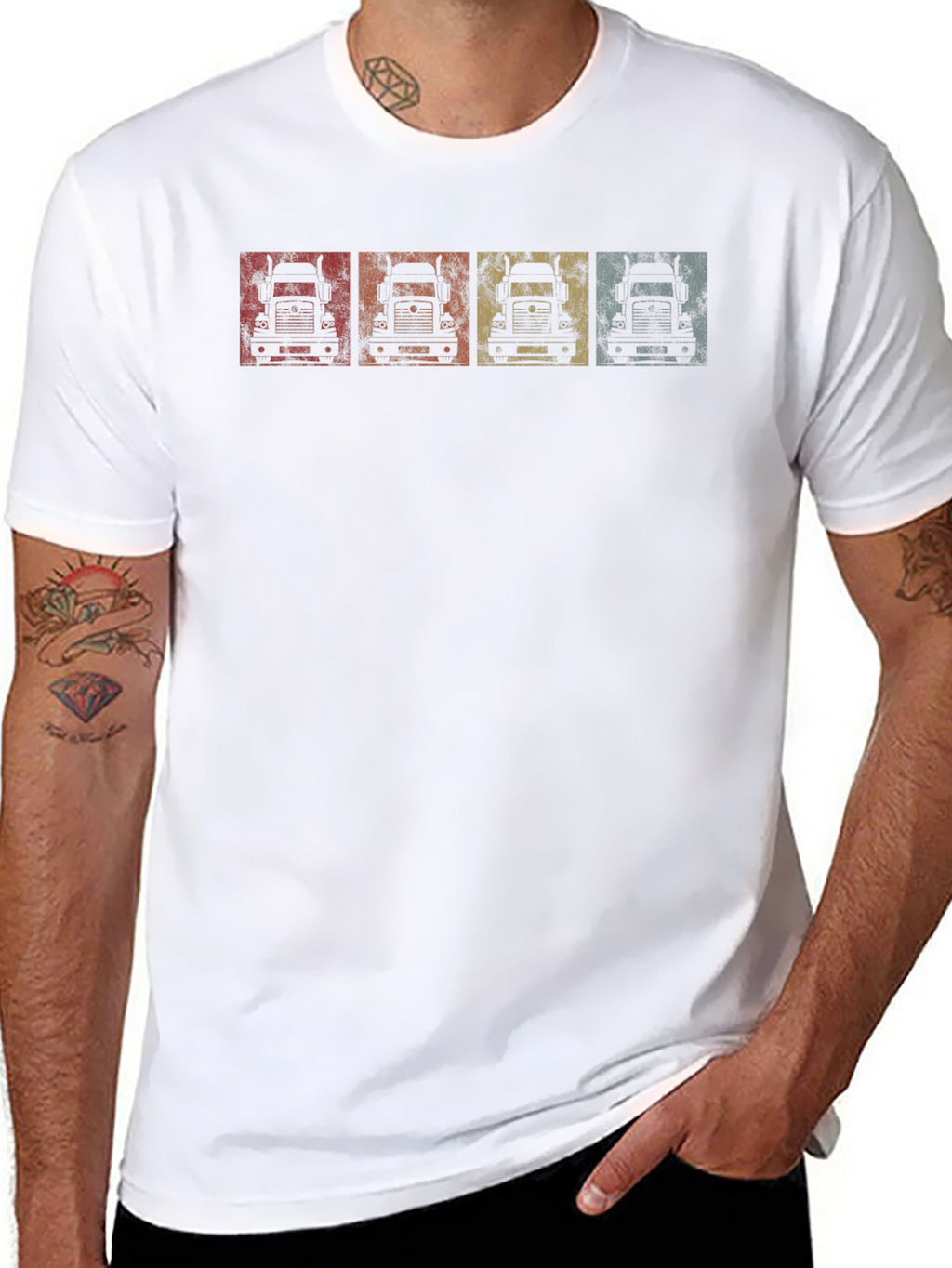 Retro Trucker Tee - Distressed Design