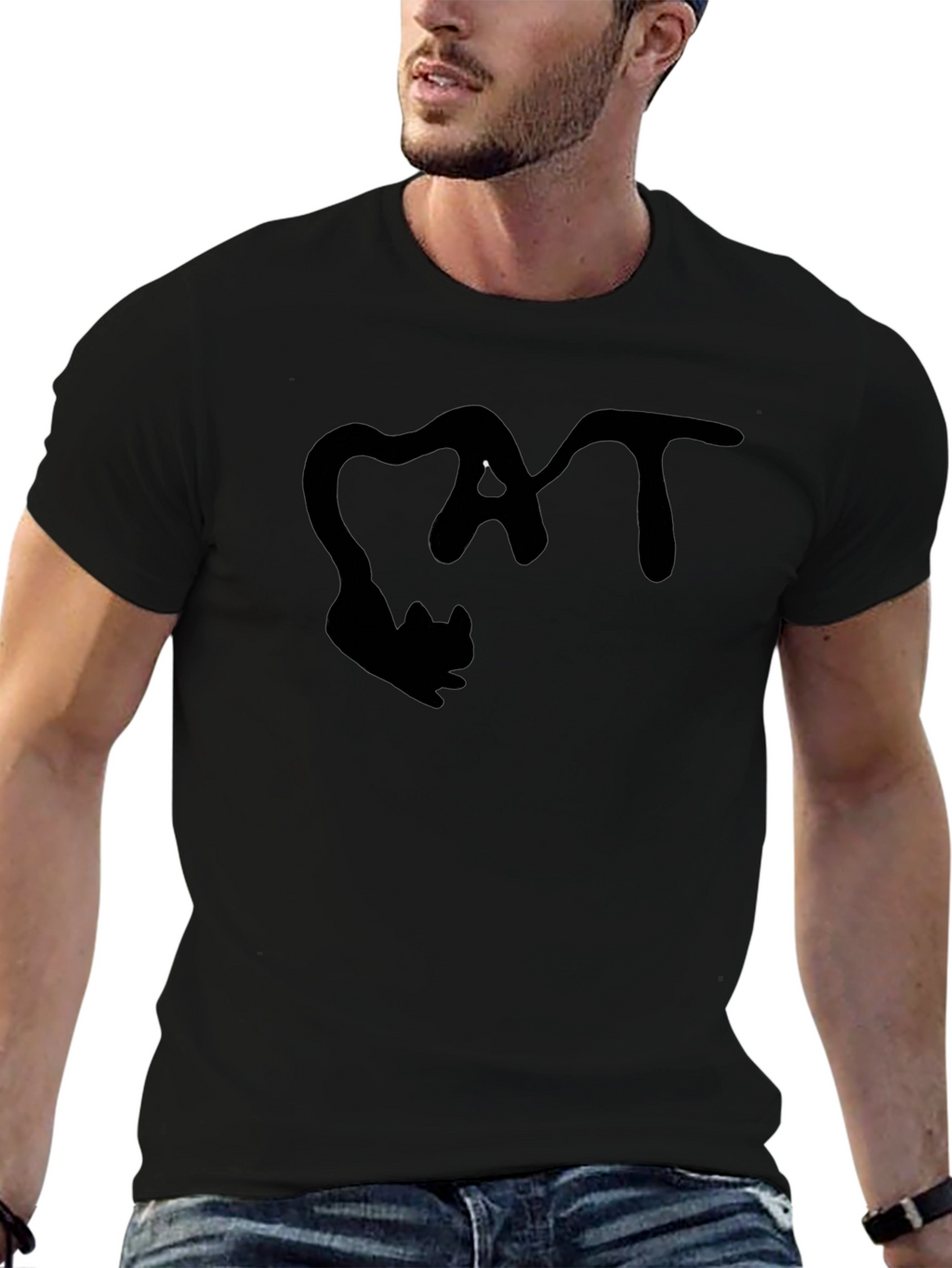 Cat Lovers Graphic Tee - Black