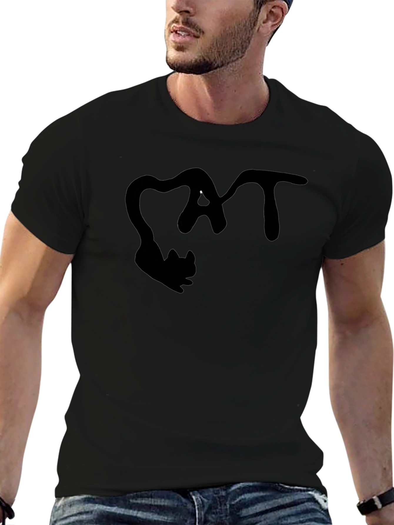 Cat Lovers Graphic Tee - Black
