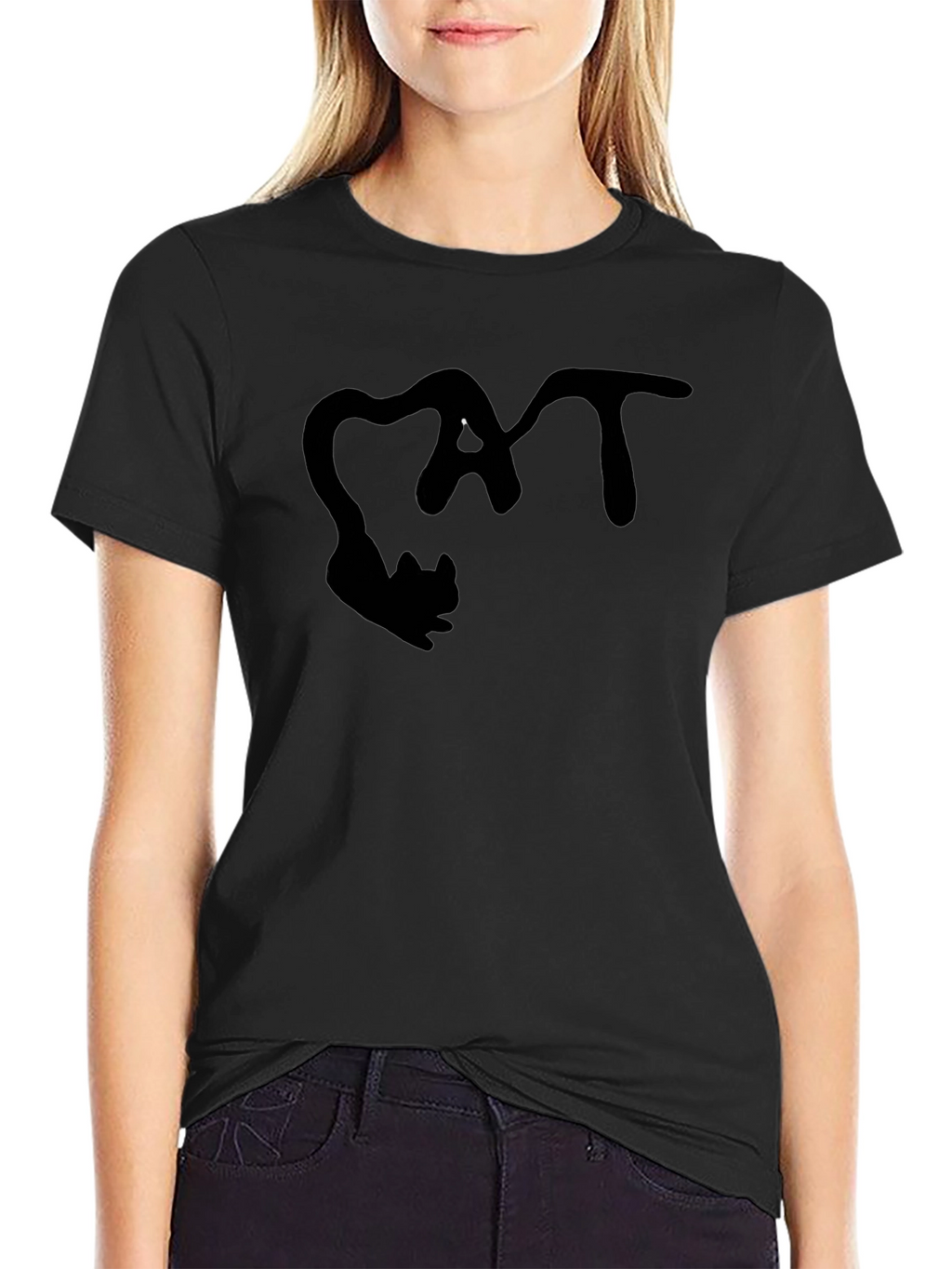 Cat Lovers Graphic Tee - Black