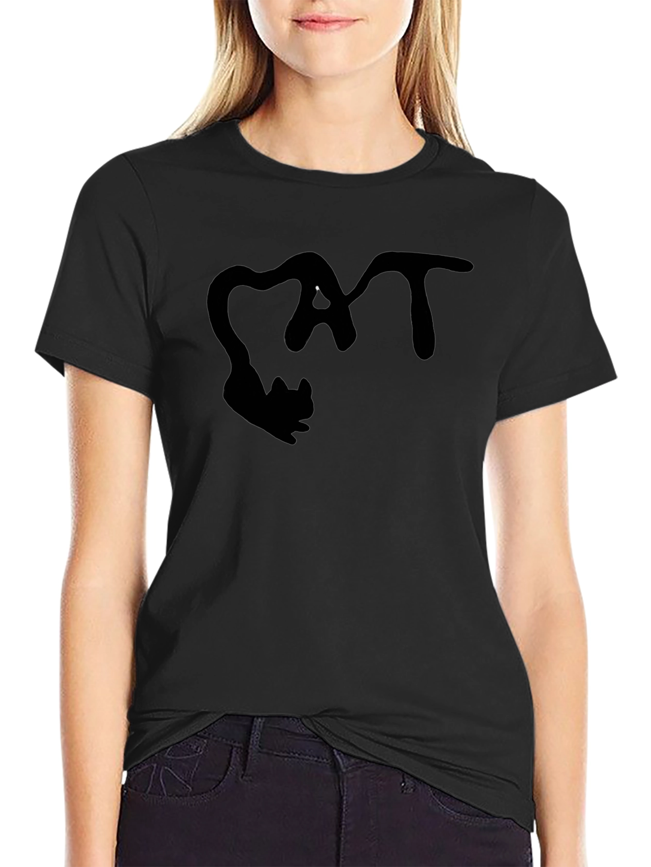 Cat Lovers Graphic Tee - Black