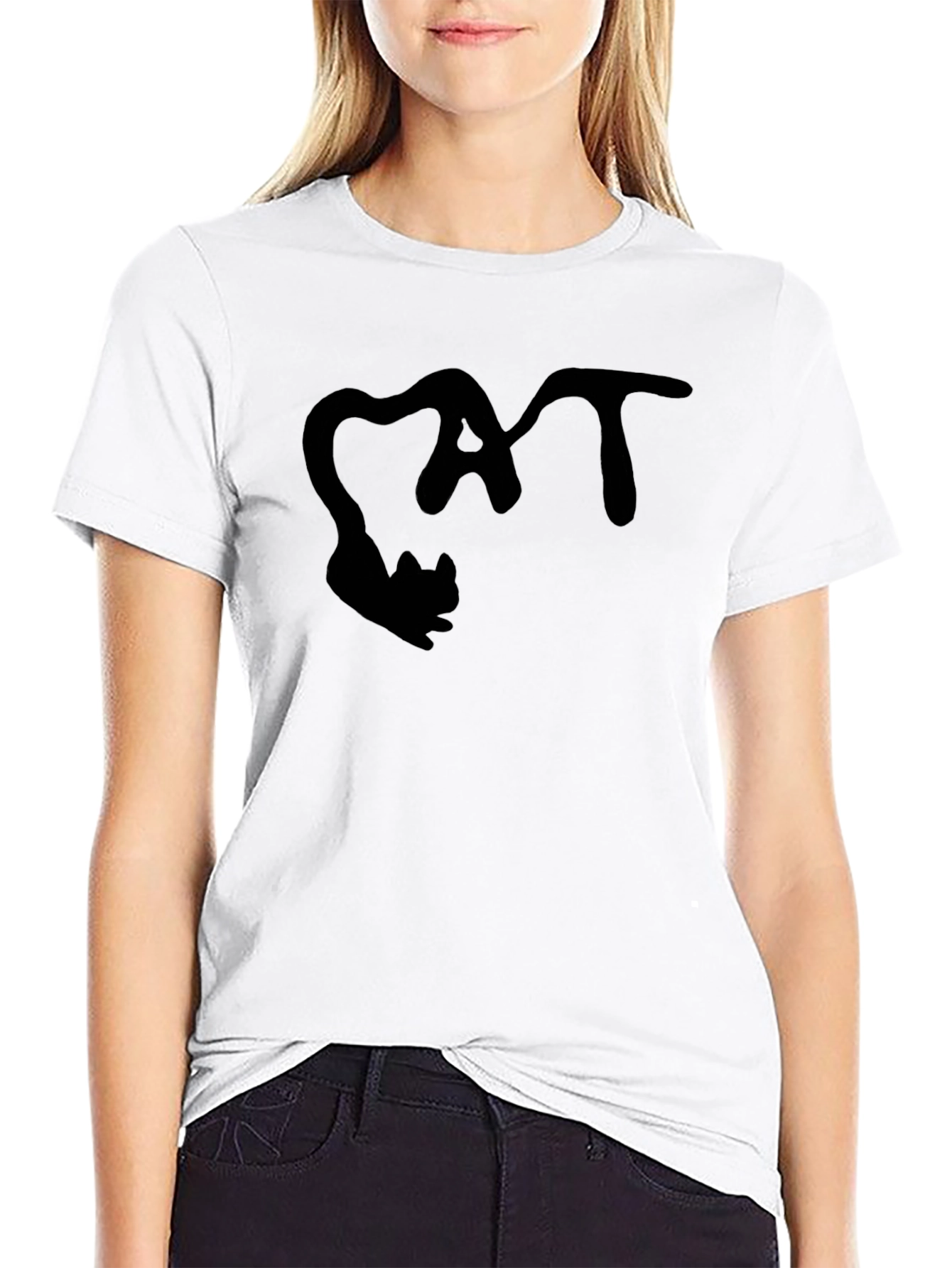 Cat Lovers Graphic Tee - Black