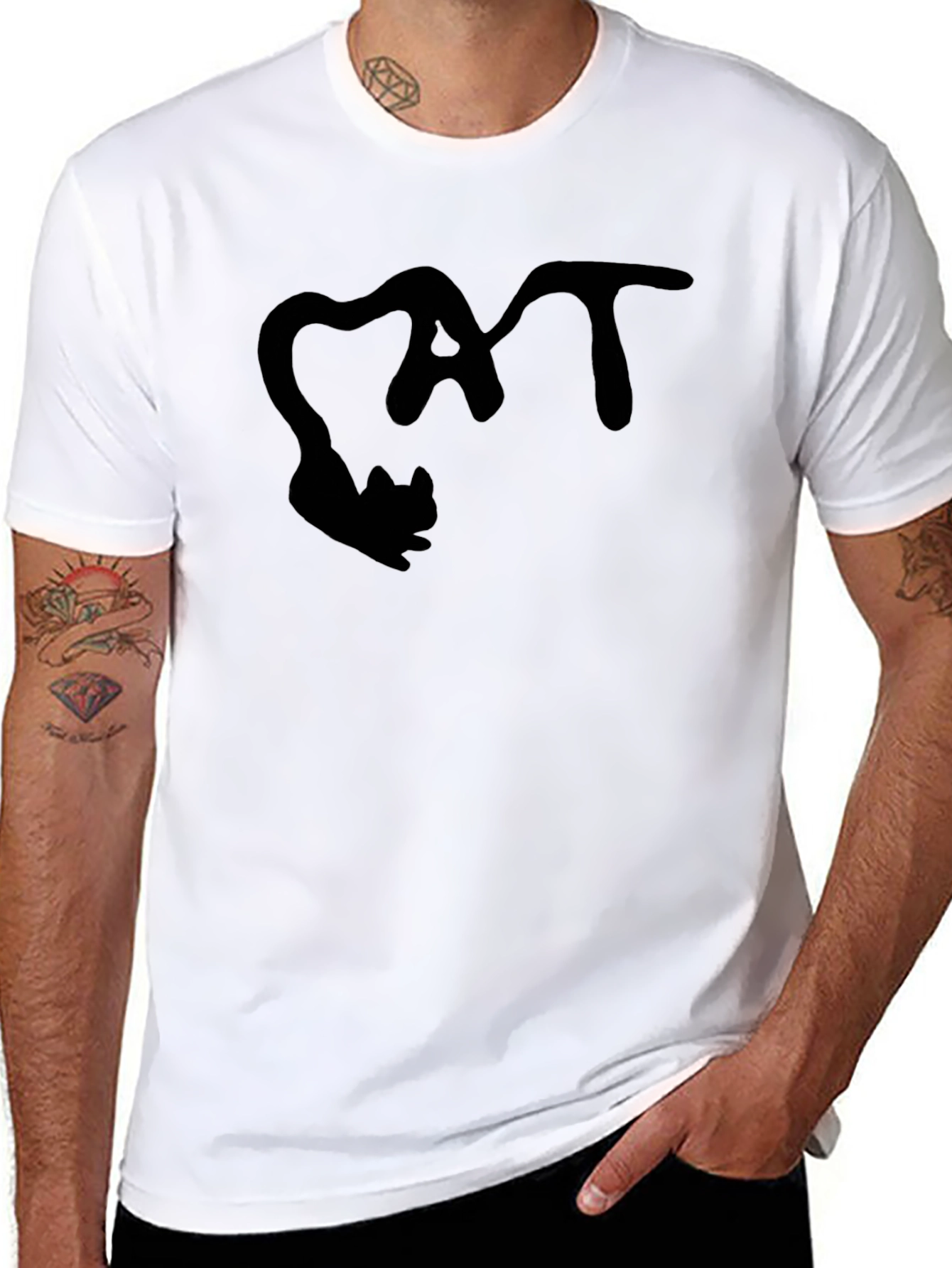 Cat Lovers Graphic Tee - Black