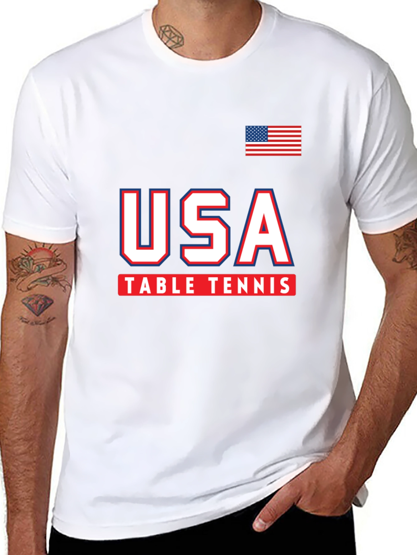 USA Table Tennis T-Shirt - Patriotic Graphic Tee