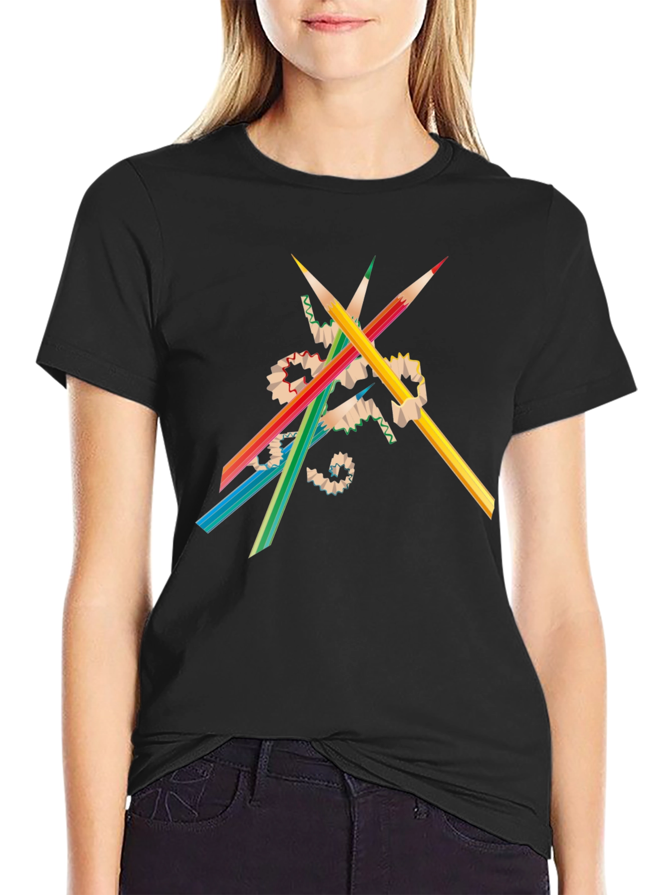 Colorful Pencils Graphic Tee - Artistic Expression