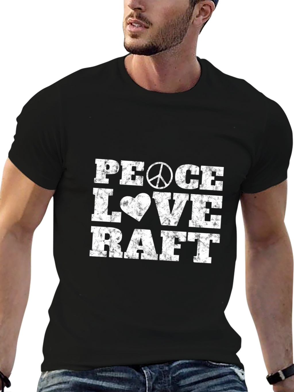 Peace Love Raft Black T-Shirt