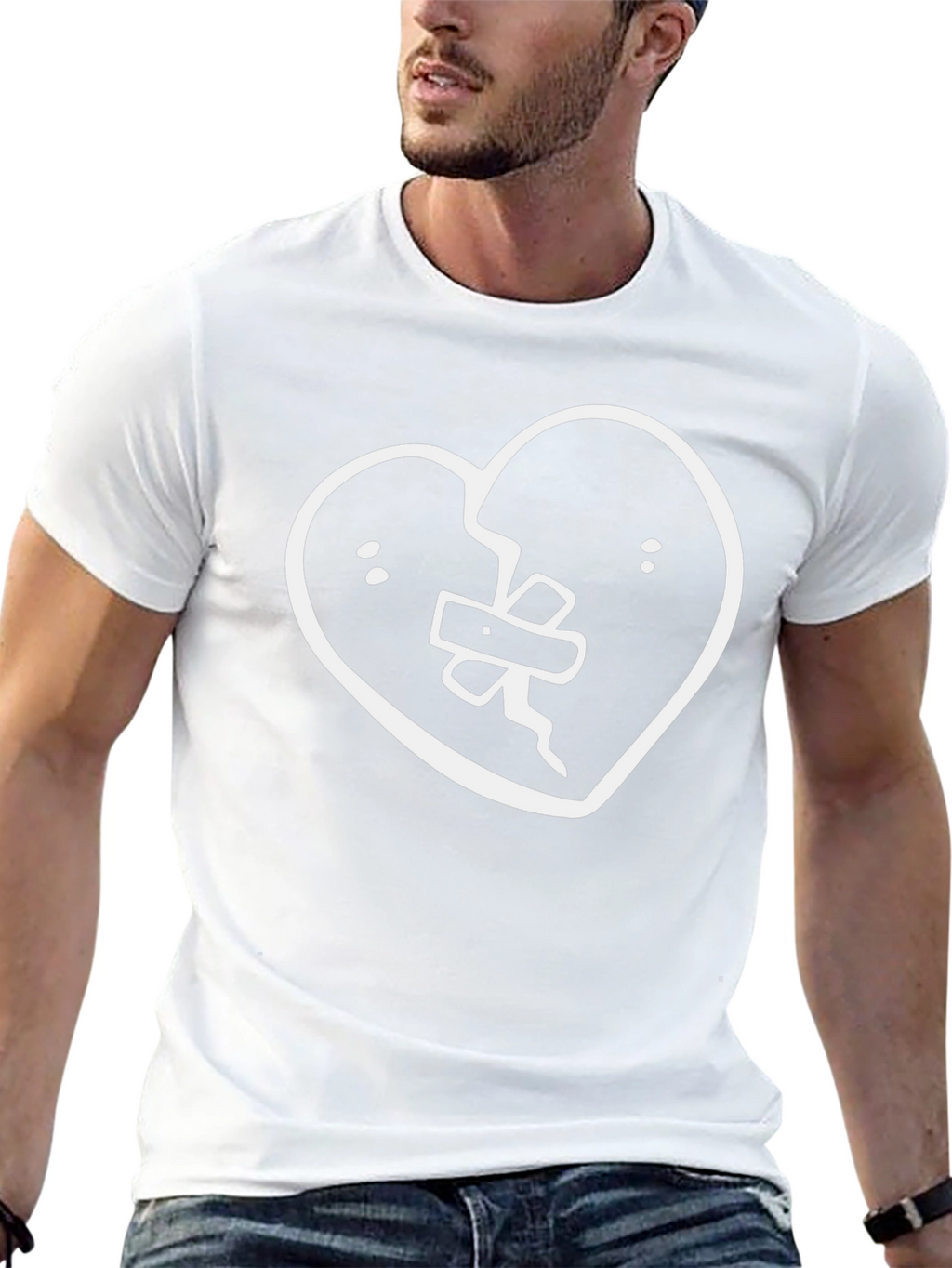 Broken Heart Patch Graphic T-Shirt - Black