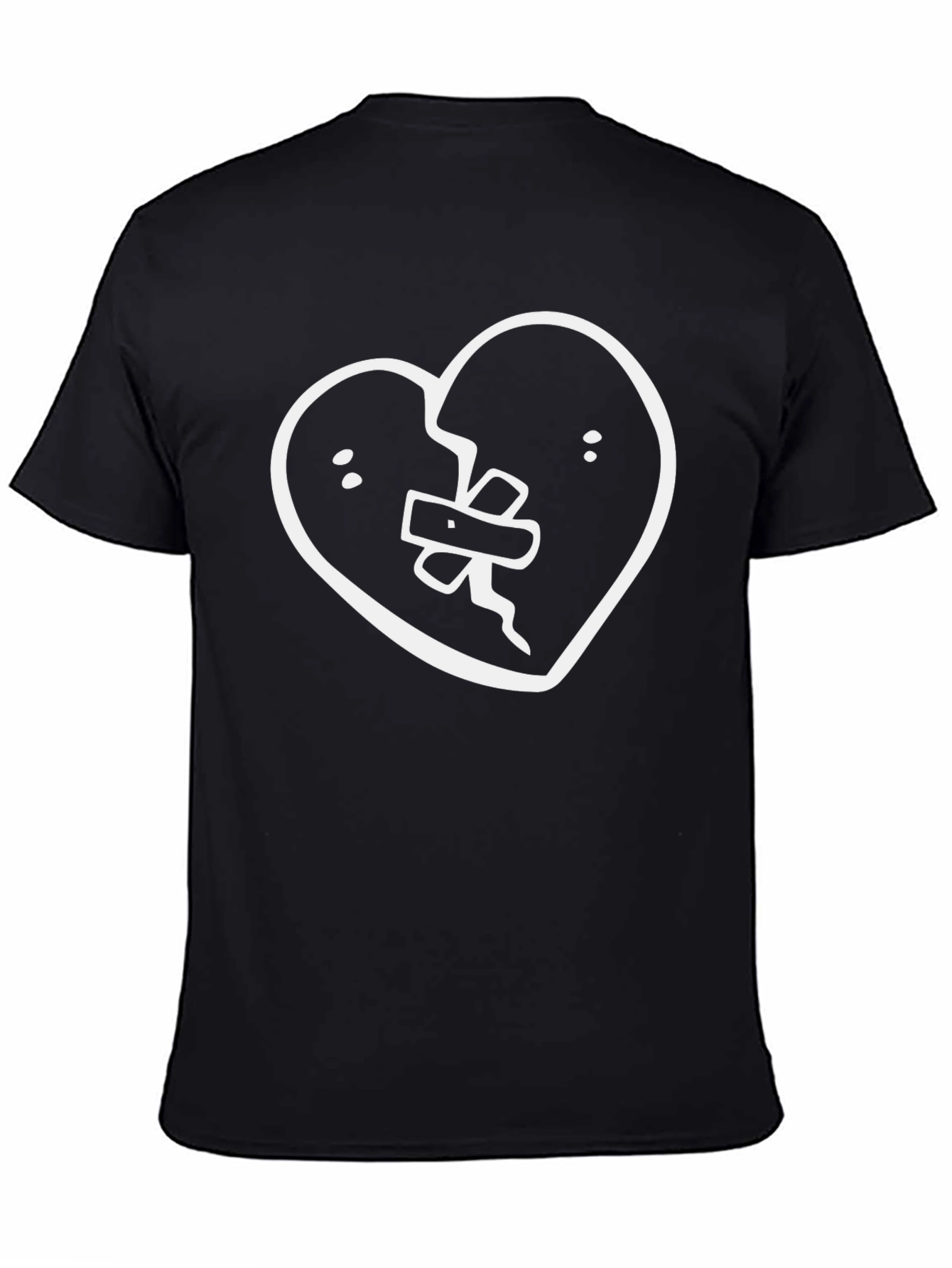 Broken Heart Patch Graphic T-Shirt - Black