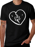 Broken Heart Patch Graphic T-Shirt - Black