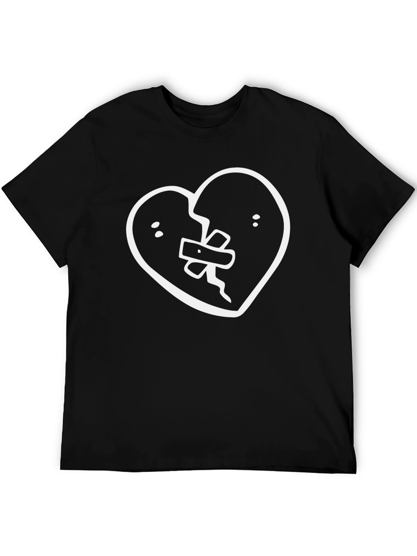 Broken Heart Patch Graphic T-Shirt - Black
