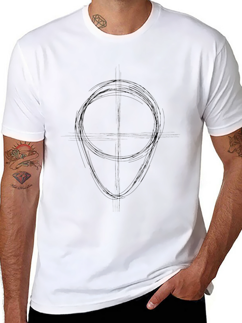 Mens Black Sketch Style Tee
