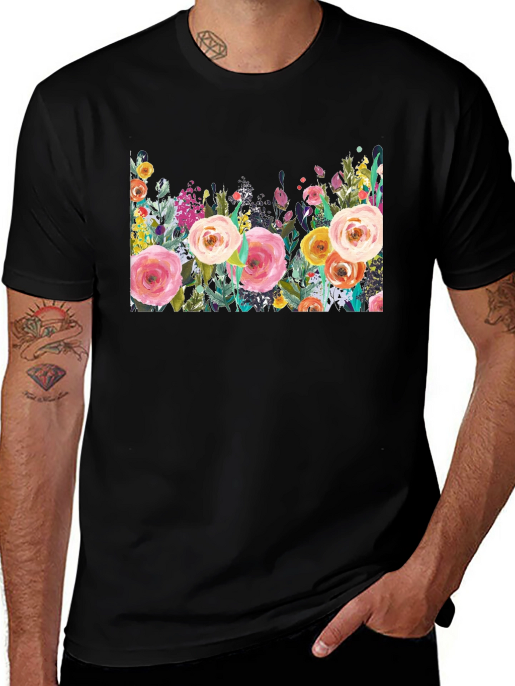 Floral Print Crew Neck T-Shirt
