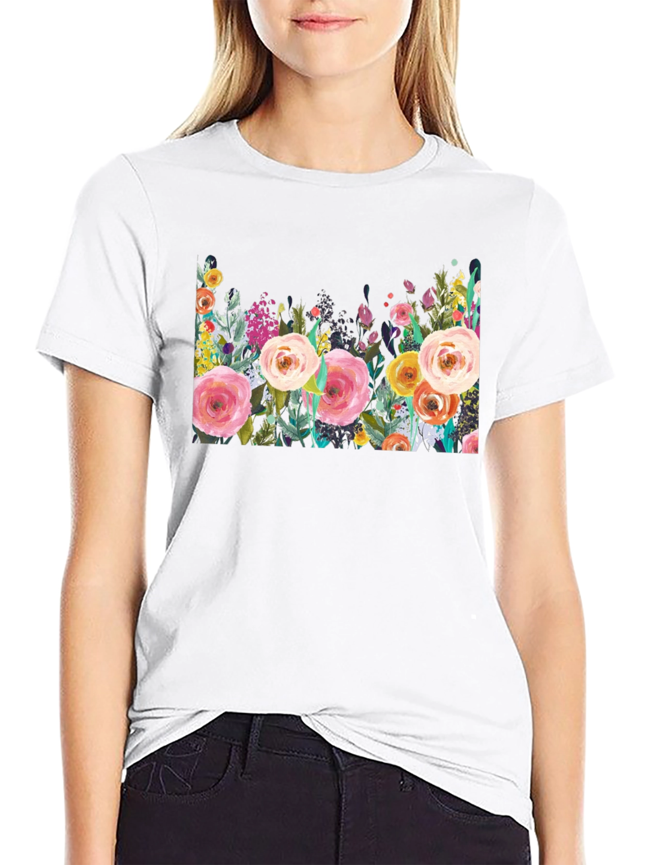 Floral Print Crew Neck T-Shirt