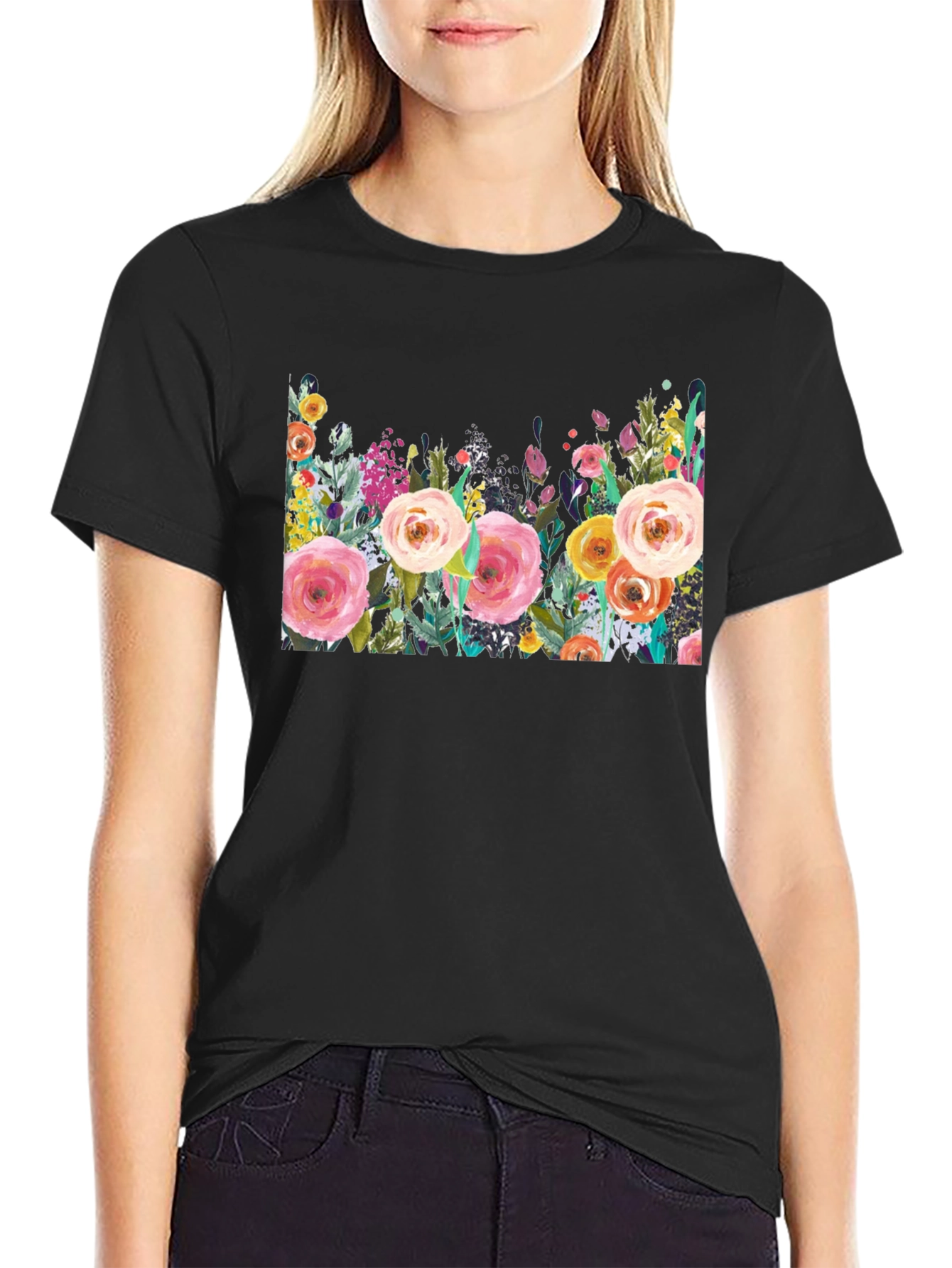 Floral Print Crew Neck T-Shirt