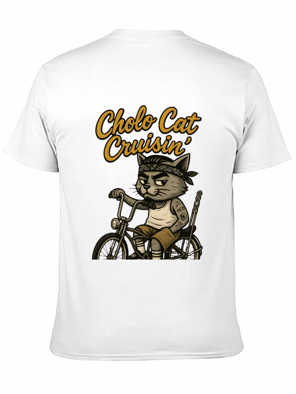 Cholo Cat Cruisin T-Shirt - Cool Cat on Bike