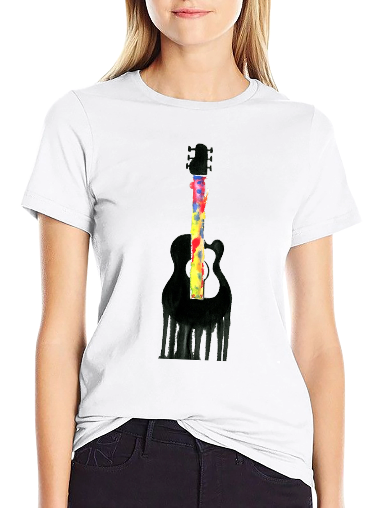 Guitar Graphic Mens Black T-Shirt