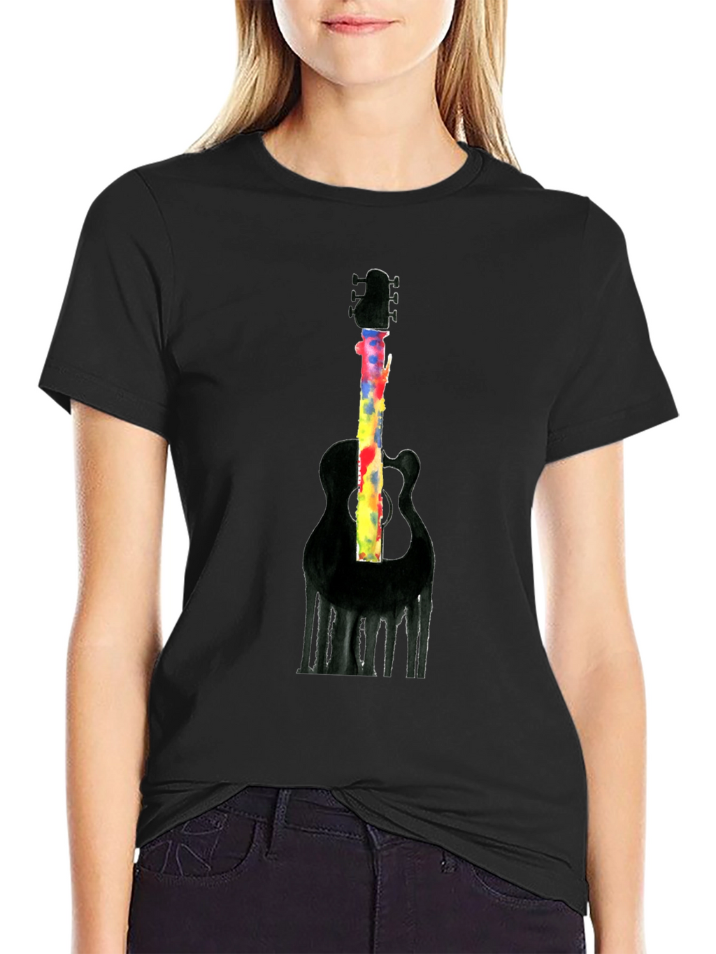 Guitar Graphic Mens Black T-Shirt