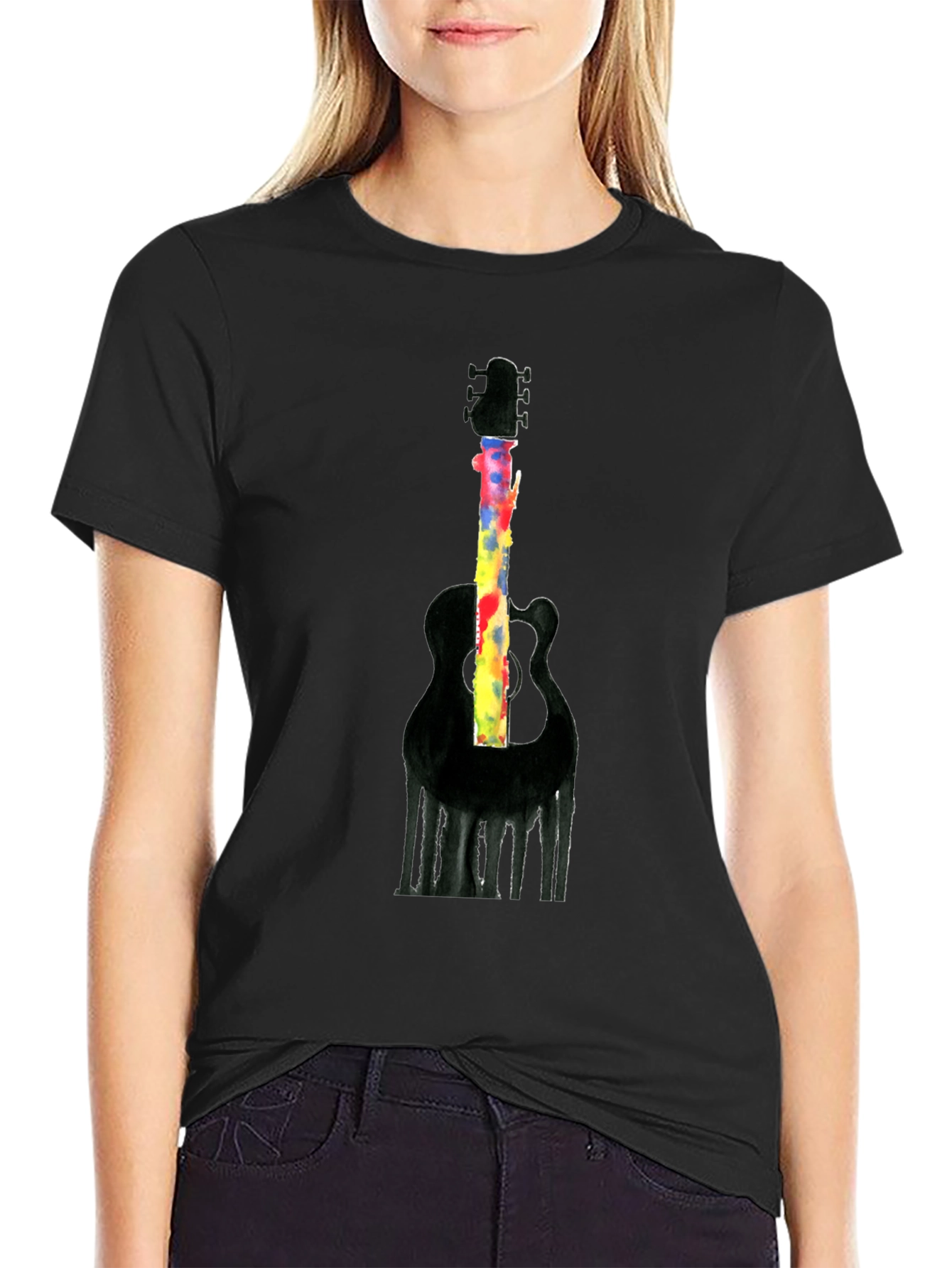Guitar Graphic Mens Black T-Shirt