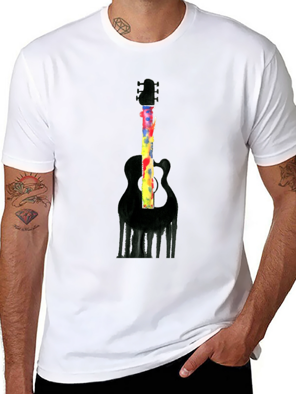 Guitar Graphic Mens Black T-Shirt