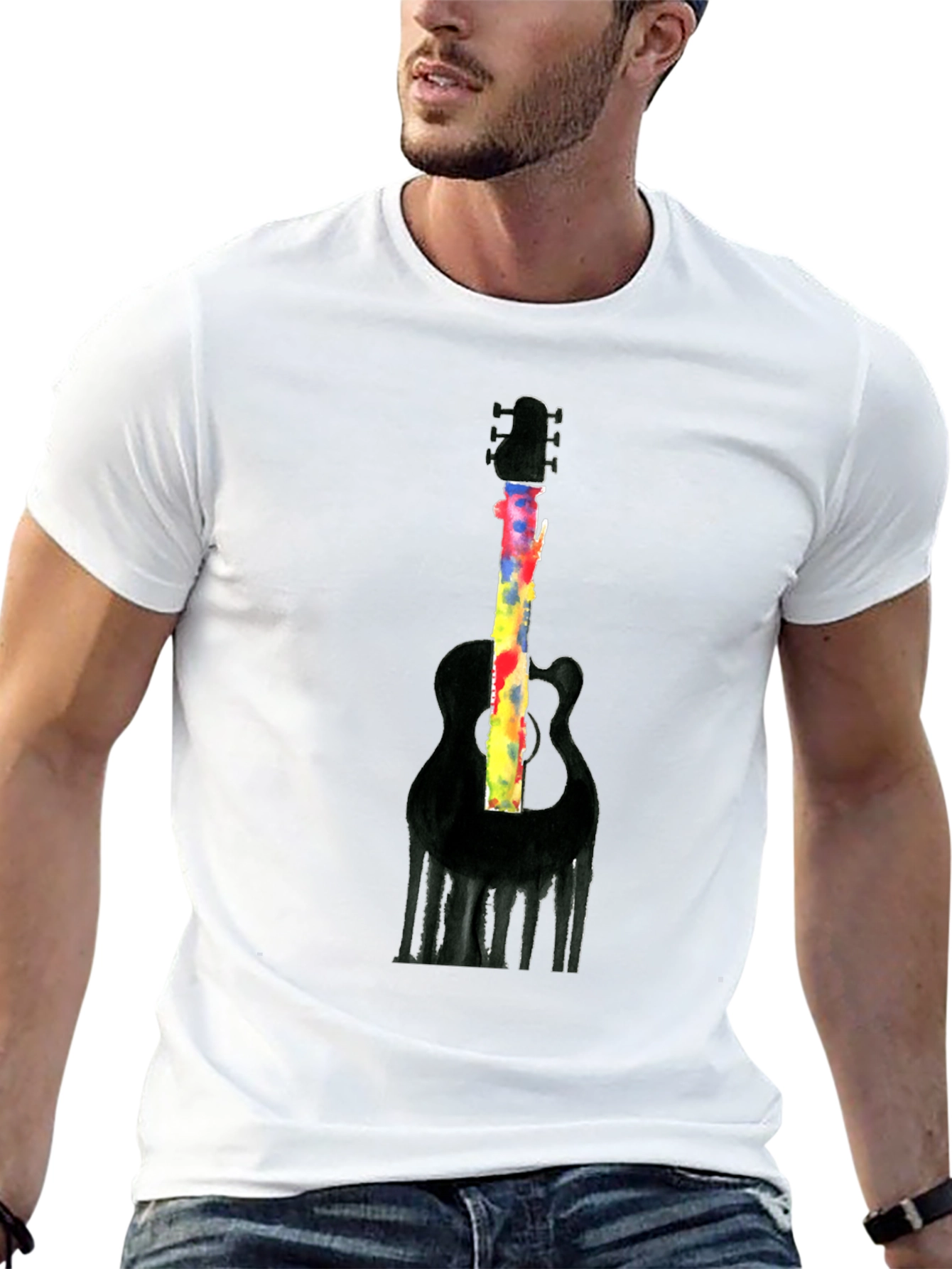 Guitar Graphic Mens Black T-Shirt