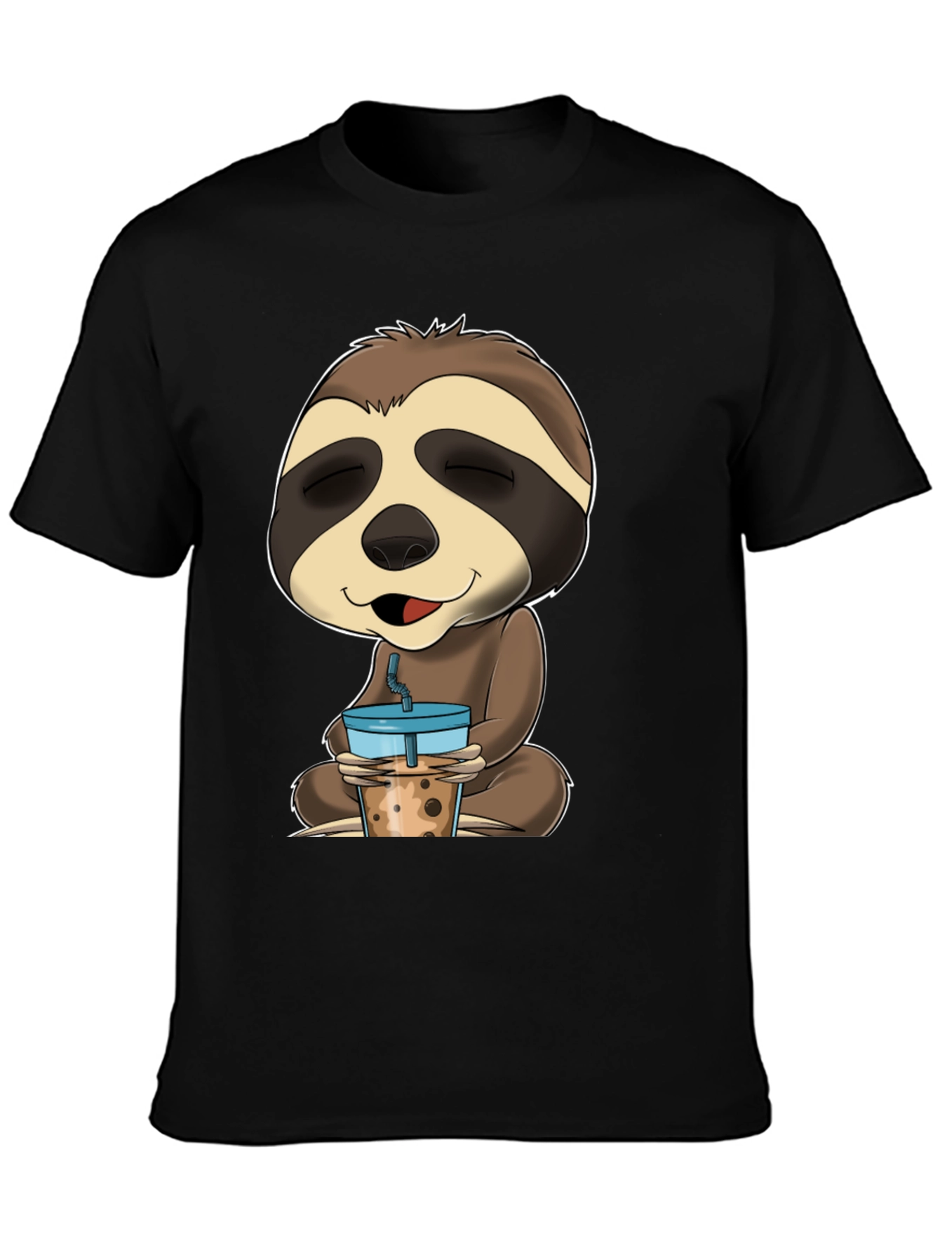 Sloth Boba Tea Graphic Tee - Relaxed Comfort