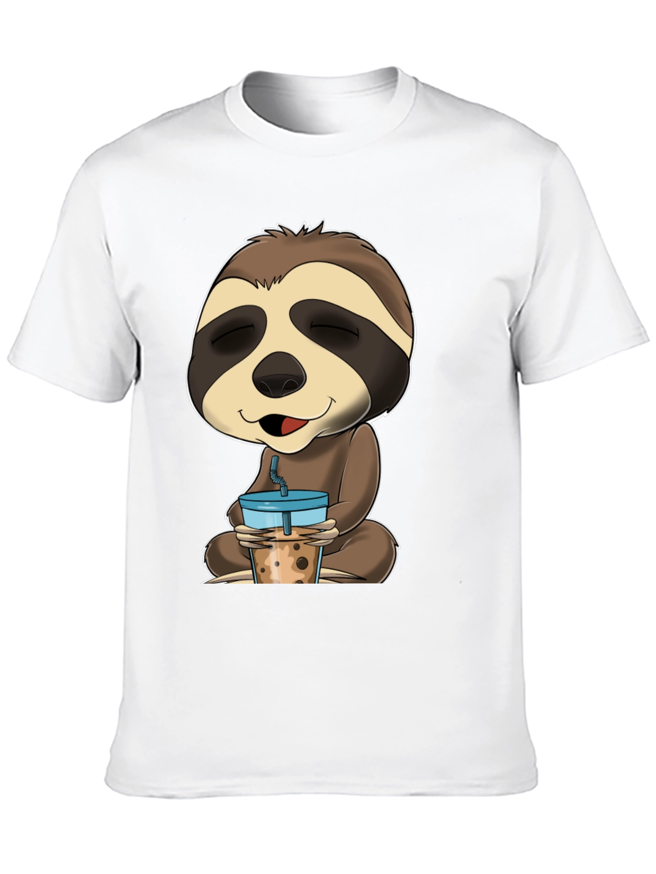 Sloth Boba Tea Graphic Tee - Relaxed Comfort